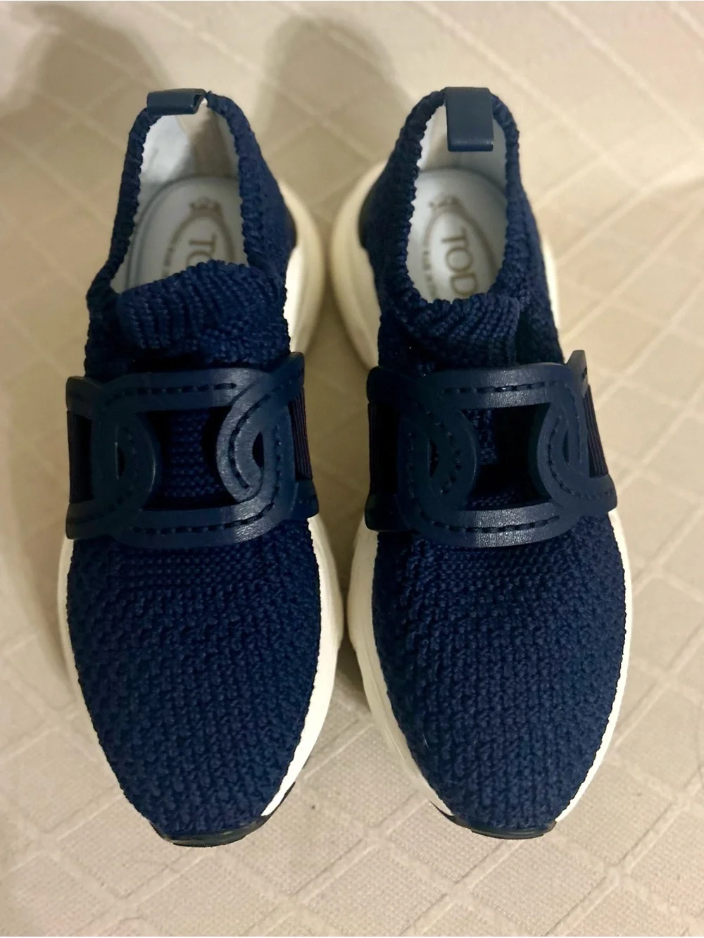 Authentic Tod's Women’s Navy Knit Kate Slip-On Sneakers sz 6 - 36